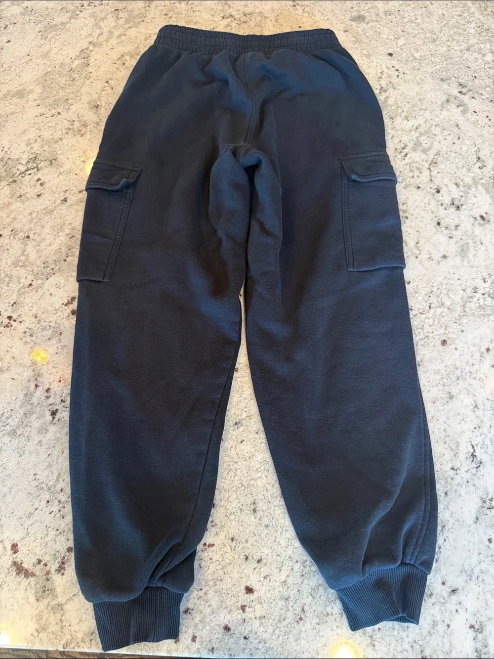 Nike Black Kids YL Cargo Joggers with White Swoosh